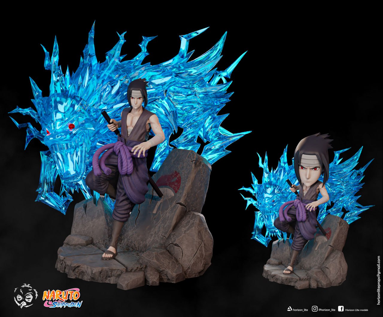 Sasuke Uchiha And Chibi Version Pack