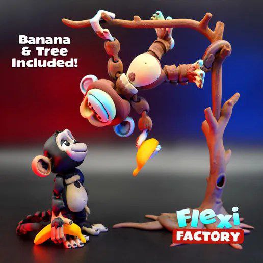 Flexi Factory- Monkey With Tree And Banana