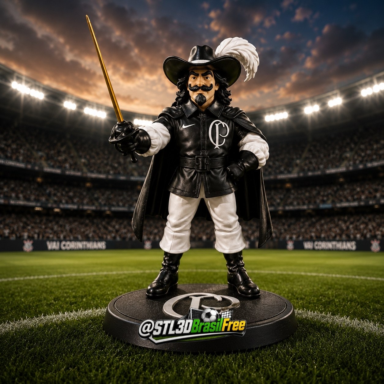 Mascote Do Corinthians Mosqueteiro 27 Cm