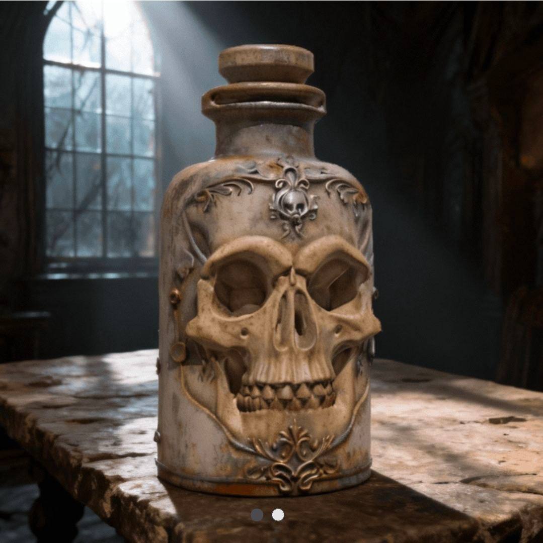 Antique Skull Apothecary Bottle