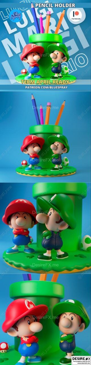 Pencil Holder Babies Mario And Luigi