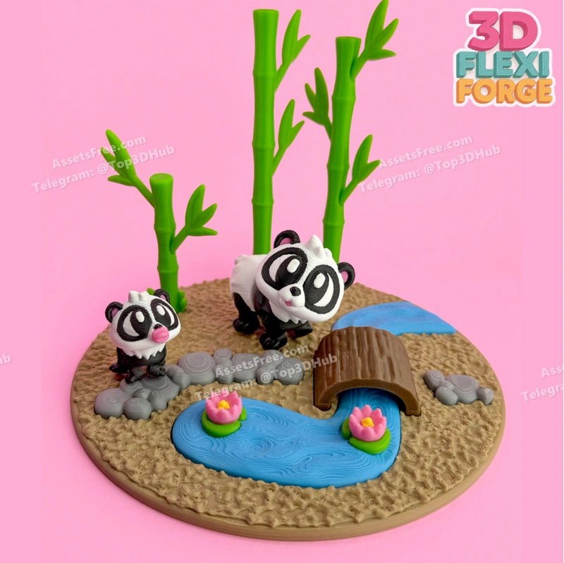 Panda And Bamboo 3D Flexi Forge