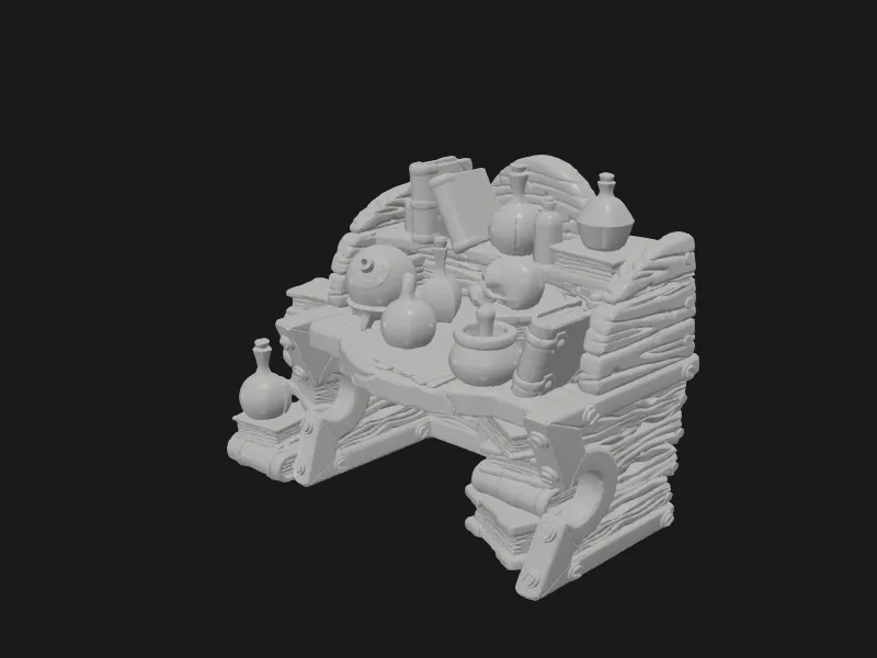 STL Miniatures - Fantasy Props - Alchemist Desk -